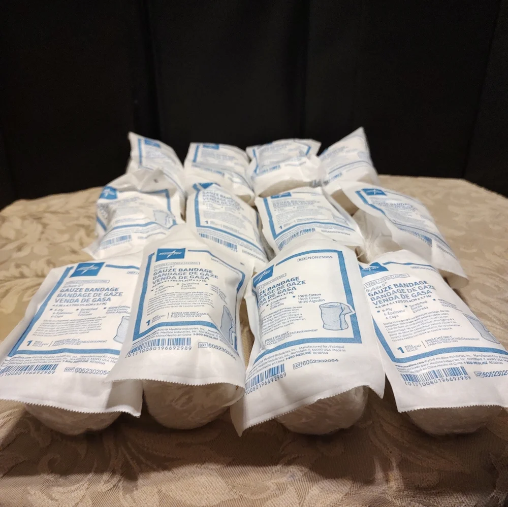 ⚕️⛑️⚕️ New Sealed Super Fluffy Cotton Rolled Gauze Bandage - Pack of 12 - Picture 2 of 9
